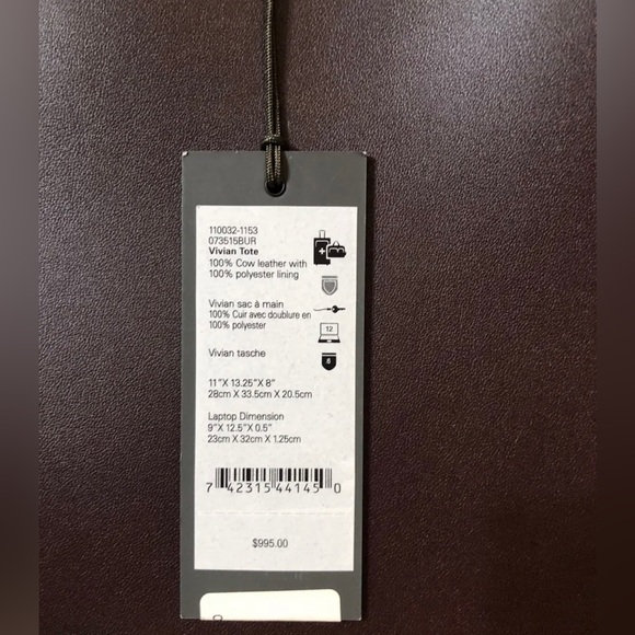 NWT Tumi Mariella Vivian Tote Burgundy Leather Satchel with Navy Trim - Picture 7 of 7